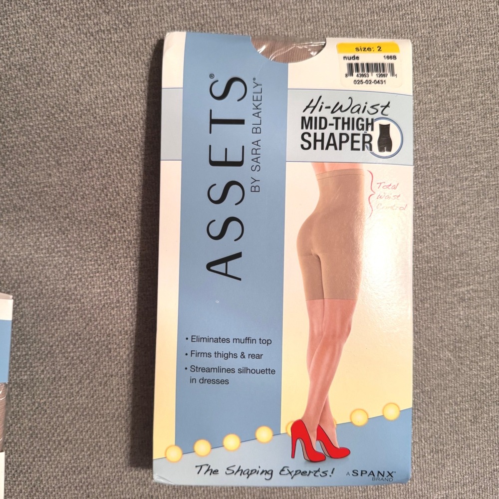 ASSETS by Sara Blakely Hi-Waist Mid-Thigh Shaper Nude Size 2 Spanx Tummy‎